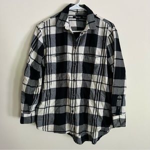 Madewell black and white plaid button down